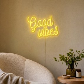 Luz de parede néon amarela incluindo LED - Good Vibes