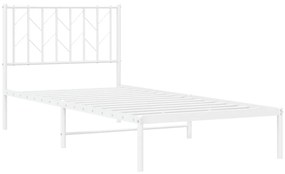 Estrutura de cama com cabeceira 90x190 cm metal branco