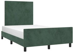 Estrutura de cama c/ cabeceira 120x200 cm veludo verde-escuro