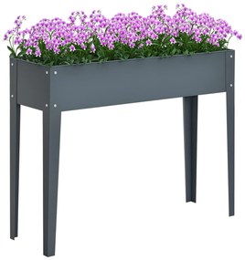 Outsunny Floreira Elevada Mesa para Cultivo Retangular para Plantas Verduras e Flores com 3 Orifícios de Drenagem 100x30x80cm Cinza