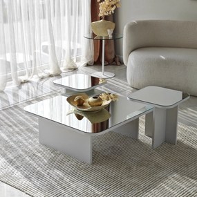 Conjunto de Mesas de Café Jazz – Branco – 80x30x80 cm, 40x35x40 cm, 40