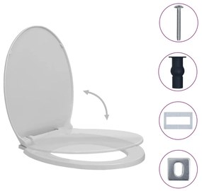 Tampo sanita oval fecho suave e remoção rápida cinzento-claro