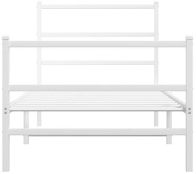 Estrutura de cama com cabeceira e pés 90x190 cm metal branco