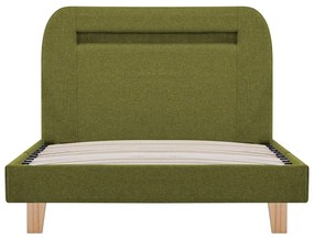 Estrutura de cama com LED em tecido 90x200 cm verde