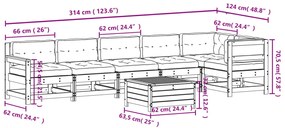 7 pcs conjunto lounge de jardim c/ almofadões pinho maciço