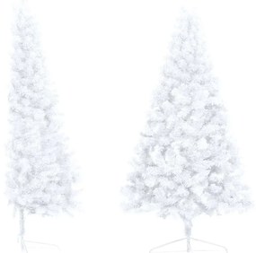 Meia árvore Natal artificial pré-iluminada c/ bolas branco