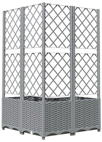 Vaso/floreira jardim c/ treliça 80x80x136 cm PP cinzento-claro