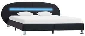 Estrutura de cama c/ LEDs 180x200 cm couro artificial preto