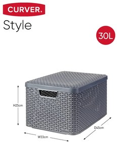 Caixas de arrumação com tampas Style 3 pcs tamanho L antracite