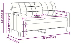 Sofá 2 lugares + almofadas decorativas 140cm veludo cinza-claro