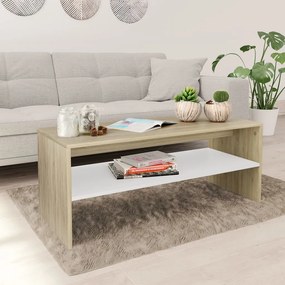 vidaXL Mesa centro 100x40x40 cm contraplacado branco e carvalho sonoma