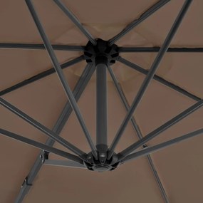 Guarda-sol cantilever c/ poste alumínio 300cm cinza-acastanhado