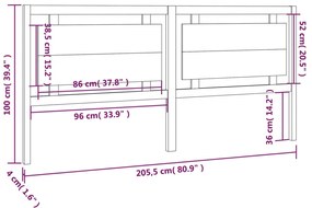 Cabeceira de cama 205,5x4x100 cm pinho maciço castanho mel