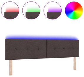 Cabeceira LED Almofadada Marrom Escuro de 90 cm em Tecido