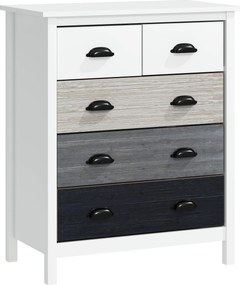 HOMCOM Aparador, Cômoda, 5 Gavetas, Superfície lacada, MDF &amp; Pinho, 70 x 38 x 85 cm, Branco | Aosom Portugal