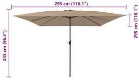 Guarda-sol Quadrado 295 x 245 cm Taupe