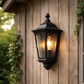 Lanterna de parede exterior clássica preta IP44 - Havana Half