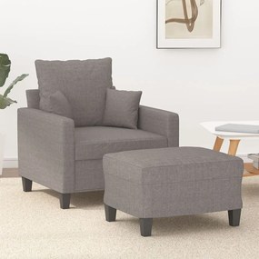 vidaXL Poltrona com apoio de pés 60 cm tecido cinza-acastanhado