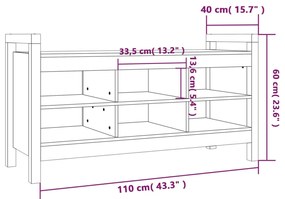 Banco de corredor 110x40x60 cm pinho maciço castanho mel