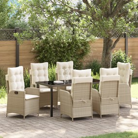 Conjunto de Jantar de Jardim com Almofadas Bege Poliratana