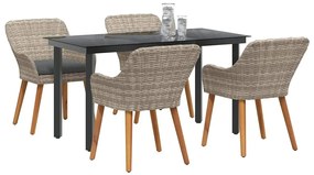 Conjunto de sala de jantar 5 pcs Cinza claro e preto