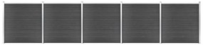 Conjunto de painel de vedação WPC 872x186 cm preto