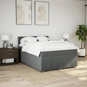 Cama com molas/colchão 160x200 cm tecido cinzento-escuro