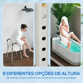 Banco de Duche com Altura Ajustável Banco de Duche de Alumínio Antiderrapante para Idosos e Descapacitados 52x45x57-69 cm Azul