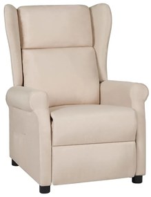 329648 vidaXL Poltrona reclinável tecido cor creme