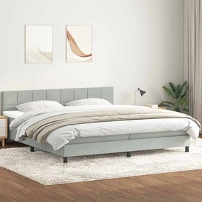 vidaXL Cama com molas/colchão 180x220 cm veludo cinzento-claro