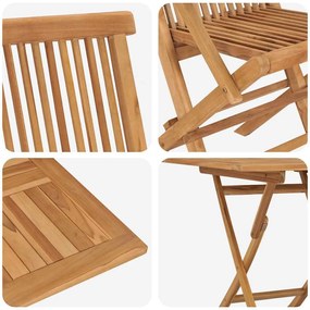 Conjunto Bistro de 3 Peças Dobrável para Jardim de Madeira Sólida de A