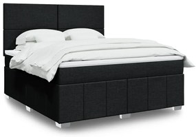 vidaXL Cama com molas/colchão 180x200 cm tecido preto