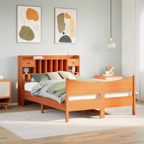 Cama sem colchão 160x200 cm madeira pinho maciço castanho-mel