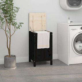 823578 vidaXL Caixa para roupa 44x44x76 cm madeira de pinho maciça preto