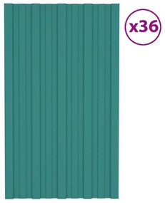 vidaXL Painéis de telhado 36 pcs 80x45 cm aço galvanizado verde