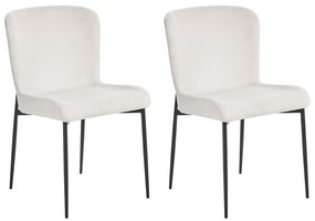 Conjunto de 2 cadeiras de jantar em tecido branco creme ADA Beliani
