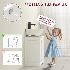 Móvel para Lavatório (NÃO INCLUIDO) Pousar com 2 Portas em Arco Puxadores Dourados para Lavatório com ou sem Pedestal 60x30x65 cm Branco