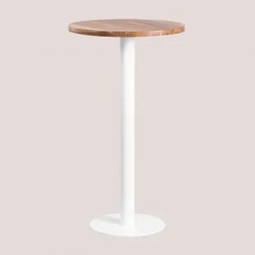 Mesa Alta De Bar Redonda Em Madeira De Acácia Macchiato Ø60 Cm & Branco - Sklum