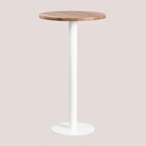 Mesa Alta De Bar Redonda Ø60 Cm Em Madeira De Acácia Xiren Madeira De Acácia - Branco - Sklum