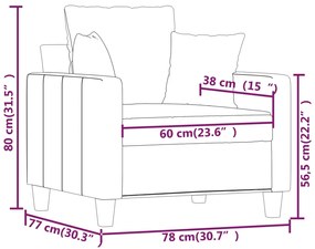 Poltrona tecido 60 cm cinzento-claro