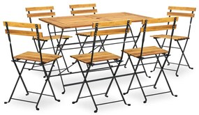 vidaXL 7 pcs conjunto dobrável de jantar p/ jardim acácia maciça