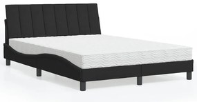 Cama com colchão 140x190 cm veludo preto