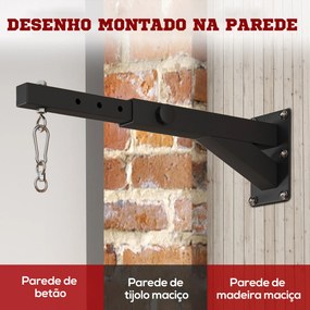 Suporte para Saco de Boxe (NÃO INCLUIDO) de Parede com Distância Ajustável de 45-65 cm Gancho Giratório de 360° e Correntes Preto