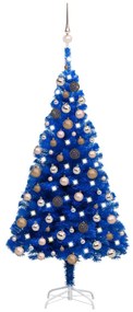 3077594 vidaXL Árvore Natal artificial pré-iluminada c/ bolas 150cm PVC azul