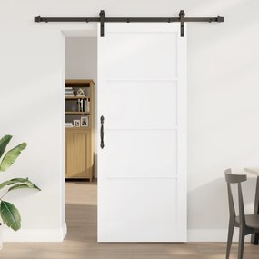 Porta Deslizante vidaXL com Conjunto de Ferragens Branca 86x211 cm Mad