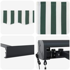 Toldo retrátil automático verde e branco 400x300 cm