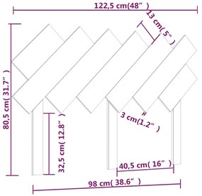 Cabeceira de cama 122,5x3x80,5 cm pinho maciço preto