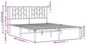 Estrutura de cama com cabeceira 140x200 cm metal branco