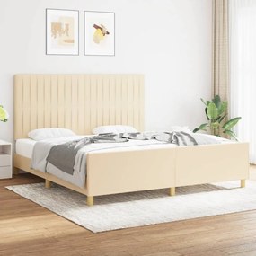 Estrutura de cama sem colchão 180x200 cm tecido cor creme