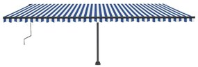Toldo automático LED e sensor de vento 600x300 cm azul e branco